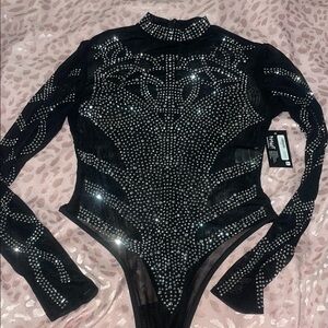 Black and Silver Studded Bodysuit
